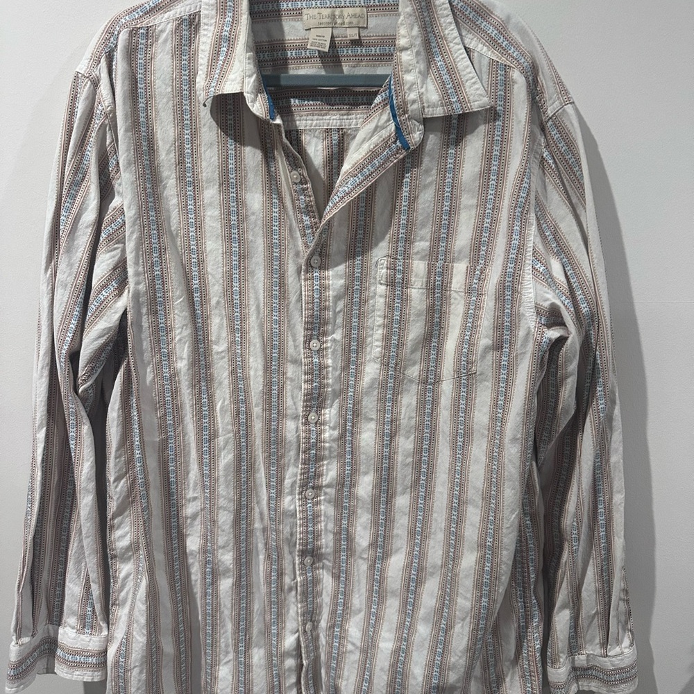 The Territory Ahead Striped Shirt - White and Brown